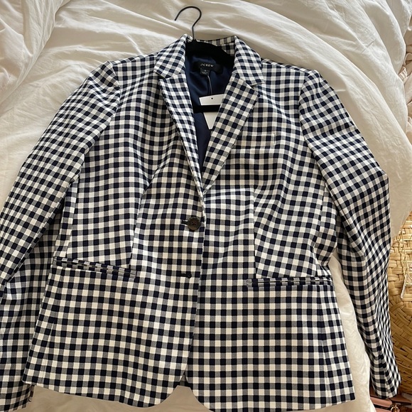 Navy and White Gingham Blazer Jacket - Picture 2 of 4